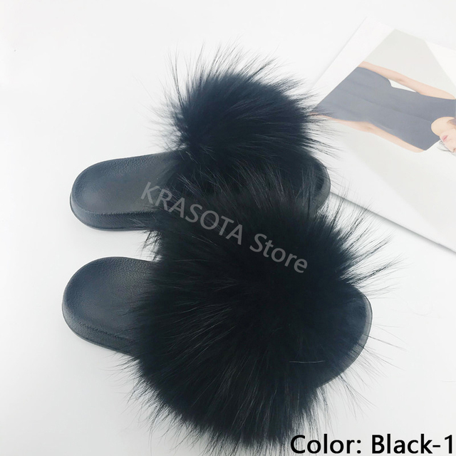 Natural Fur Slippers Women Home Fluffy Slippers House Furry Slides Luxury Summer Flip Flops with Real Fur Wholesale Dropshipping