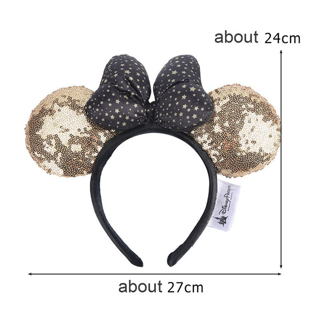 Cartoon Minnie Mermaid Princess Big Ears Headband Sequin Bows Ears Costume Headband Cosplay Plush Adult/Kids Headband Gift