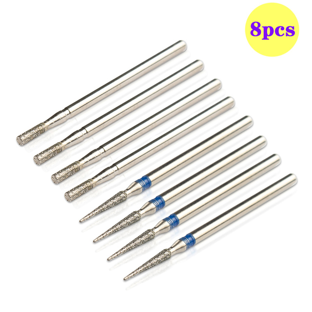 8pcs Diamond Milling Cutter for Manicure Set Nail Drill Bits Accessories Nozzles for Manicure Cutters Pedicure Sanding Nail File