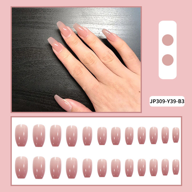 24pcs/box full cover fake press on nails matte yellow pure acrylic frosted ballerina acrylic for nails for women free shipping