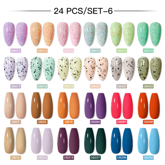 Mtssii 60pcs Color Gel Nail Polish Set Glitter Nail Sequins Gel Soak Off UV Gel Semi Permanent Base Top Gel Nail Art Salon Kits