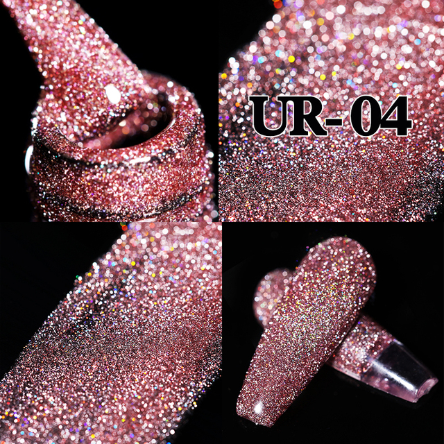 ur sugar 7.5ml neon yellow reflective glitter gel nail polish shine twilight nail gel nail art varnish semi permanent varnish