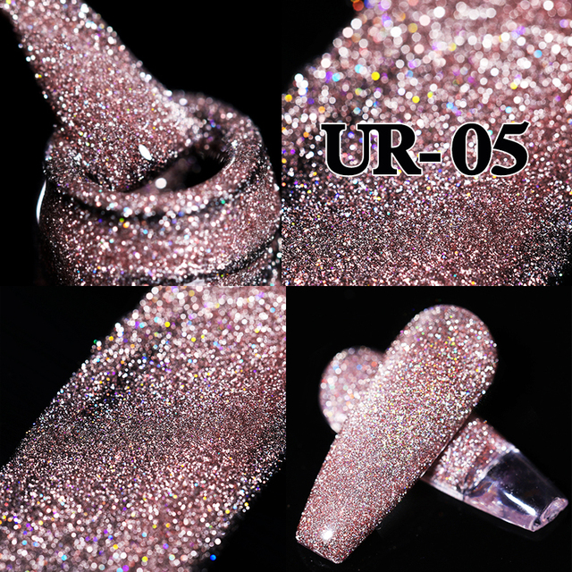 ur sugar 7.5ml neon yellow reflective glitter gel nail polish shine twilight nail gel nail art varnish semi permanent varnish