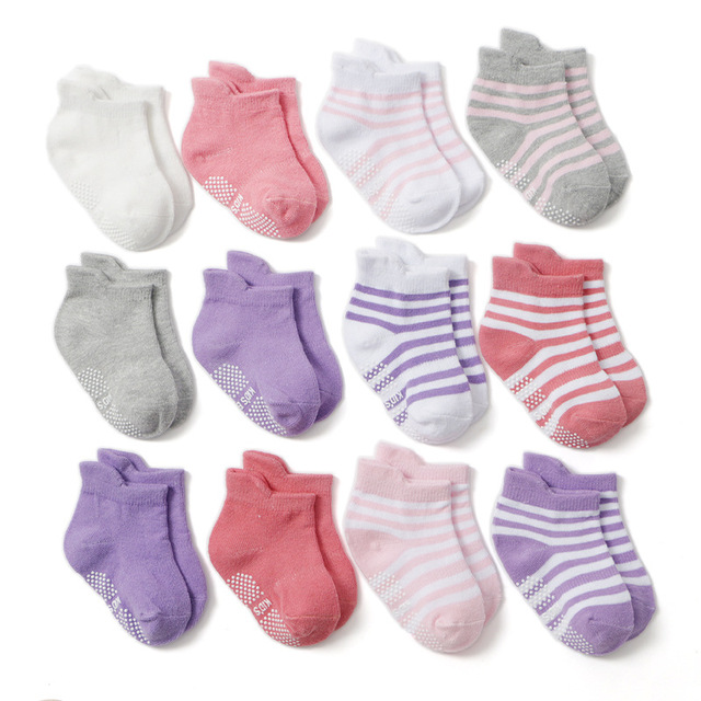 12 pairs/lot early childhood socks cotton floor socks boy gril baby short socks non-slip 1-5 years