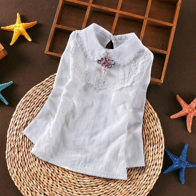 Spring Autumn Winter Girls Blouse Teen Girls Shirts Tops Cotton Lace Long Sleeve Girls Tops Shirt Kids Clothes For Kids