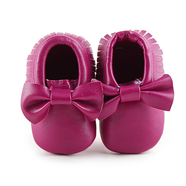 Newborn Baby Shoes Infant Boys Girl First Walker PU Sole Princess Bowknot Fringe Toddler Baby Crib Shoes Casual Moccasins