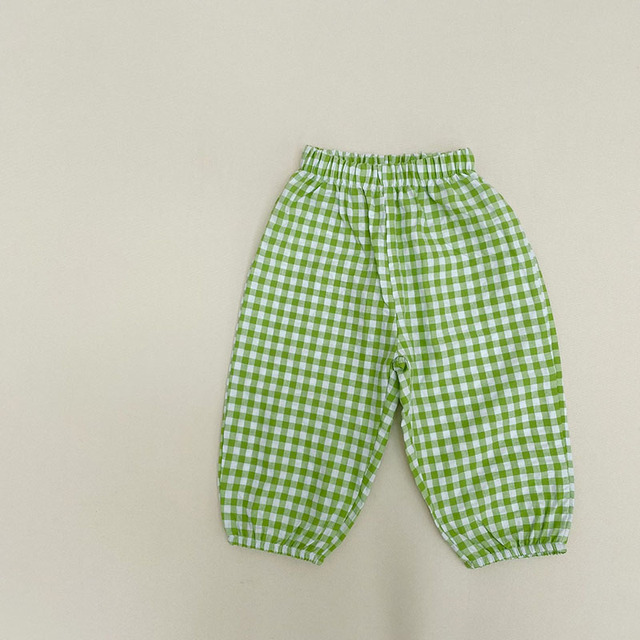 MILANCEL 2022 summer kids plaid pants casual pants boys and girls thin pants ninth