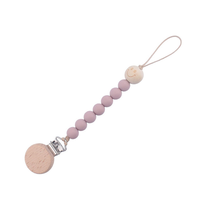 Wooden Baby Infant Toddler Doll Pacifier Silicone Soother Nipple Clip Chain Strap Baby Holder Chew Baby Teether Teething