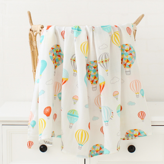 baby muslin swaddle blanket newborn beige print baby blanket infant wrap 70% bamboo 30% cotton spring summer