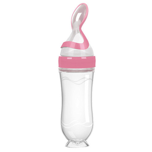 Newborn Baby Feeding Bottle 90ml Silicone Squeeze Spoon Milk Bottle Baby Training Nutrition Supplement