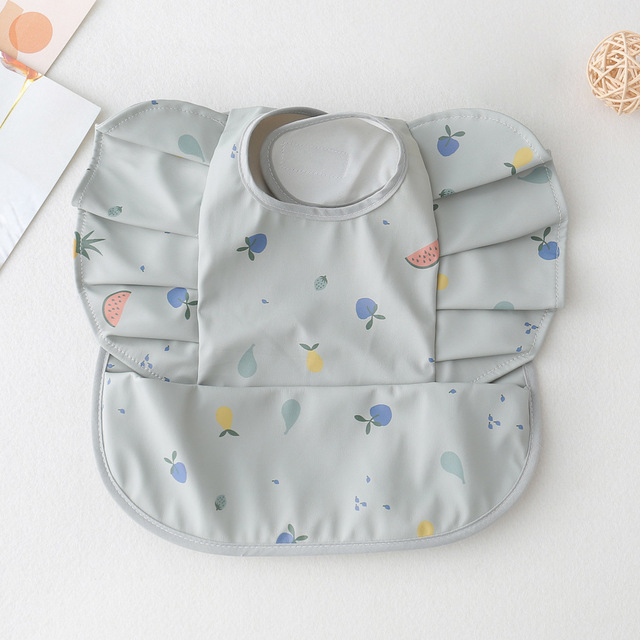 Waterproof Baby Food Eating Baby Bibs PU Cartoon Smock For Babies Feeding Clothes Sleeveless Bib With Pocket Newborn Baby Bib