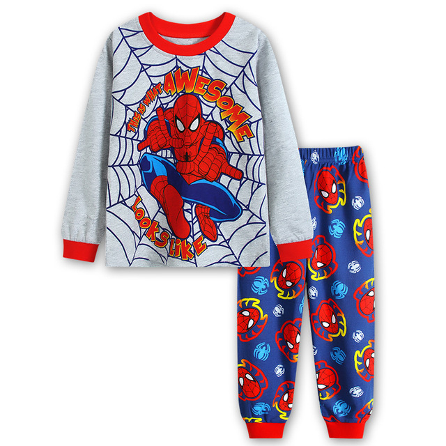 New Spring Autumn Children's Clothing Sets Boys Sleepwear Kids Clothes Spider Pajamas Set Baby Girls Cotton Cartoon Cars Pajamas