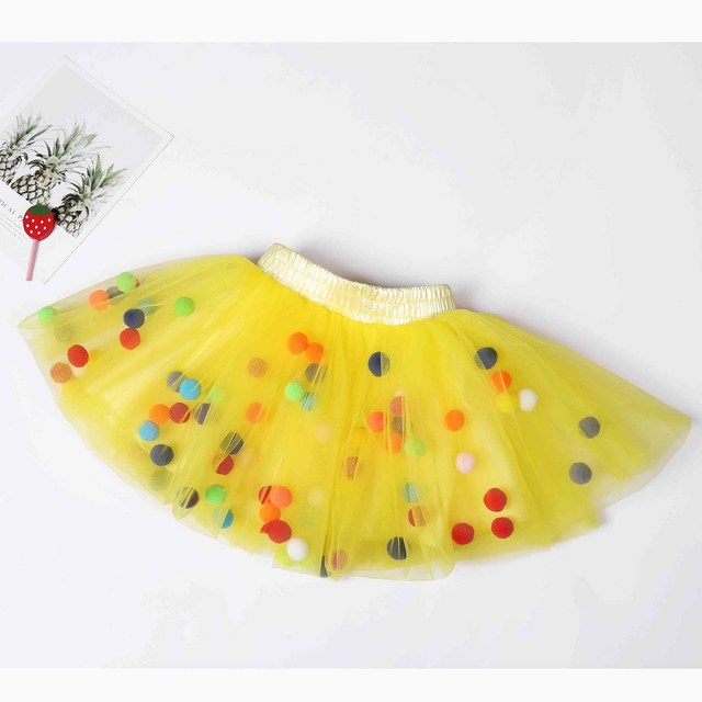 2022 New Arrival Infant Mulity Colorful Tulle Tutu Skirt Pom Pom Princess Mini Dress Children's Clothing Pettiskirt Girl Clothes