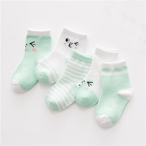 Laadka 5pairs/set Striped Cotton Newborn Baby Boys Girls Socks Cartoon Fashion Socks for Girls Boys Toddler Clothes Accessory