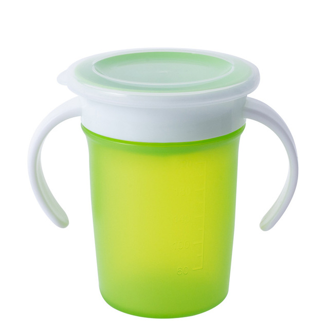 360 Degree Rotate Baby Learn Drinking Cup With Double Handle Flip Cover Leakproof Infant Water Cups BPA Free Bottle