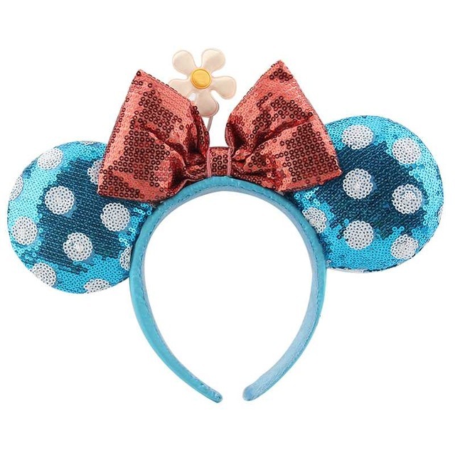 Cartoon Minnie Mermaid Princess Big Ears Headband Sequin Bows Ears Costume Headband Cosplay Plush Adult/Kids Headband Gift