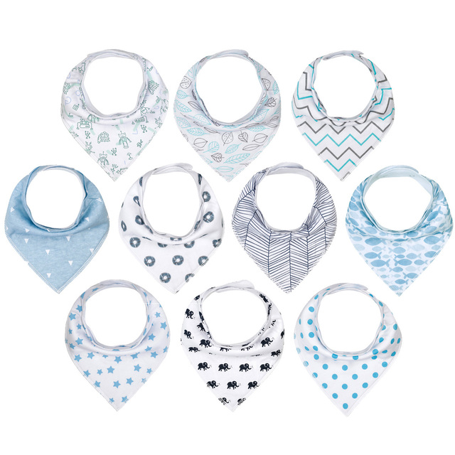 Baby Saliva Embellished Bib Unisex 10pcs Set Saliva & Teething Bibs 100% Organic Cotton Newborn Absorbent Hypoallergenic Bibs