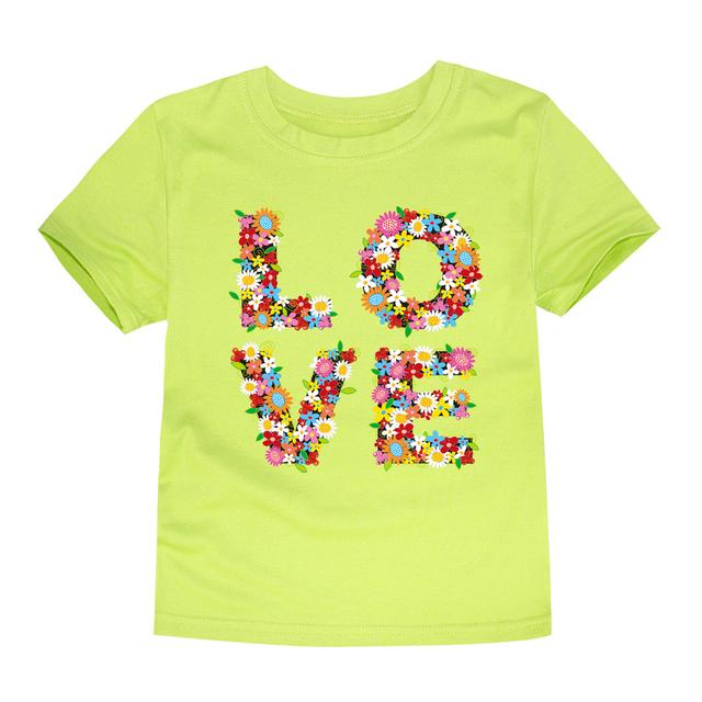 TINOLULING 12 Colors 2018 Boys Girls Flower Love T-shirt Kids T-shirt Children Tops Baby Tees for 2-14 Years