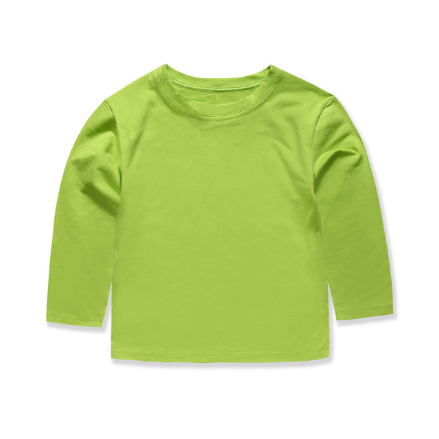 Boys Girls Full Sleeve T-Shirt Plain Cotton T-Shirt For Kids Casual Wear Kids Solid Tees Girls Tops For 2-14 Years