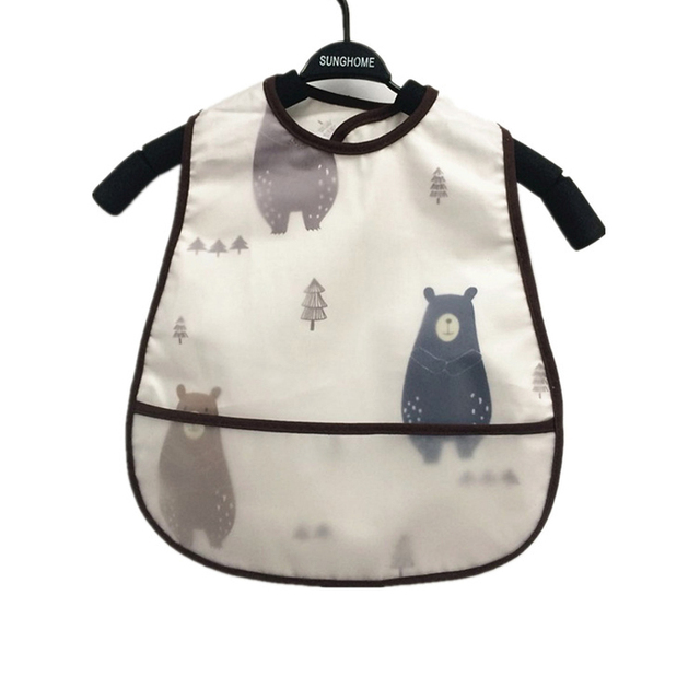 Baby Sleeves Waterproof Bib Cartoon Pattern Lunch Feeding Scarf Soft Cotton Baby Bibs EVA Layer Adjustable Saliva Cloth