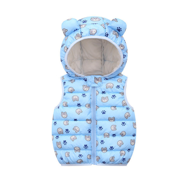 Children Outerwear Baby Girl Clothes Winter Boy Vest Autumn Clothes Infant Waistcoat Dinosaur Sleeveless Toddler Hooded Cotton Coat