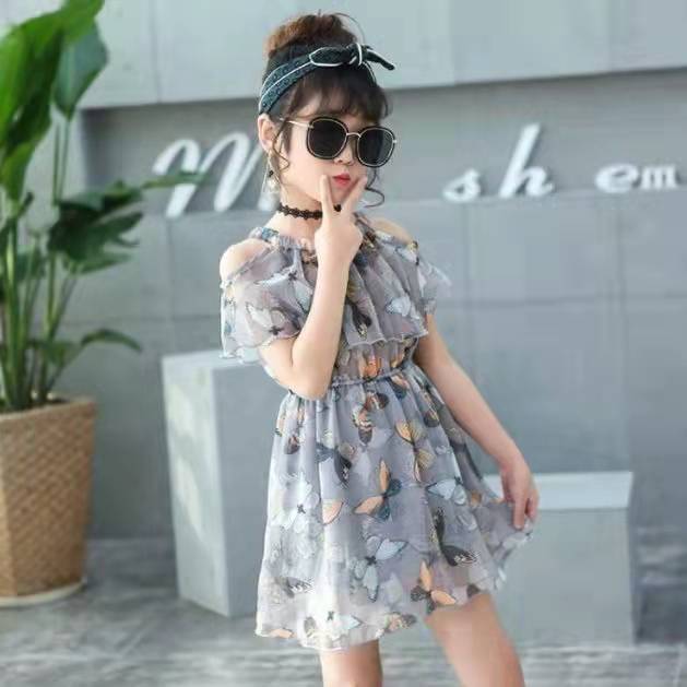 2022 Summer Children's Chiffon Dresses High Quality Lace Princess Dress Children Evening Wear Baby Girl Dress 4 6 8 9 10 12 Years