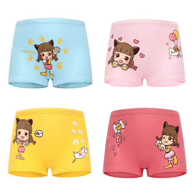 4pcs/lot Kids Girls Underwear Cotton Boxer Girl Comfortable Breathable Safety Pants Children's Panties