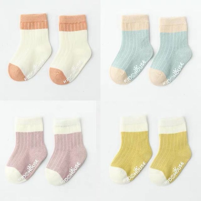 4 Pairs Cotton Baby Socks Cotton Socks Baby Boys Girls Cute Lovely Anti-Slip Socks Toddler Kids Fashion Soft Socks Autumn