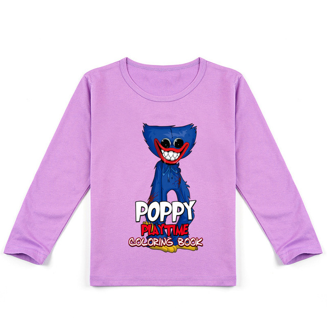 Casey Messi Houji Wai T-shirt Kids Costumes Scary Poppy Poppy Clothes for Boys Play Long Sleeve Clothes for Girls Casual T-shirts Harajuku