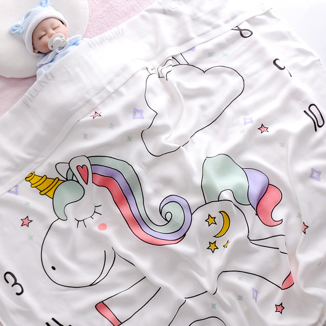 110x110cm Breathable Cartoon Bath Towel Newborn Swaddle Wrap High Quality Baby Blanket Infant Bedding Baby Ice Silk Blankets