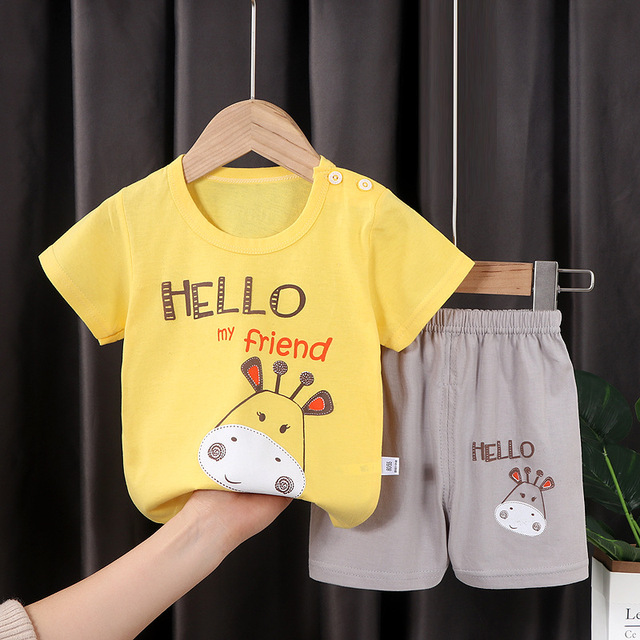 Seieroad Summer Children's Clothing Cartoon Unicorn Boys T-shirt + Pants Short Sleeve Children Clothing Set Teenage Tracksuit