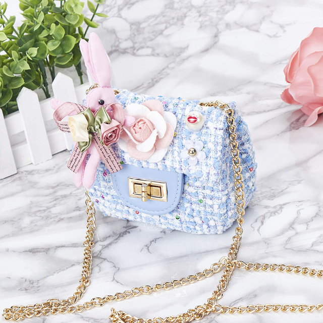 Sequin Bag for Girls, Princess Bag, Pearl, Floral Pattern, Sequin Shoulder Bag