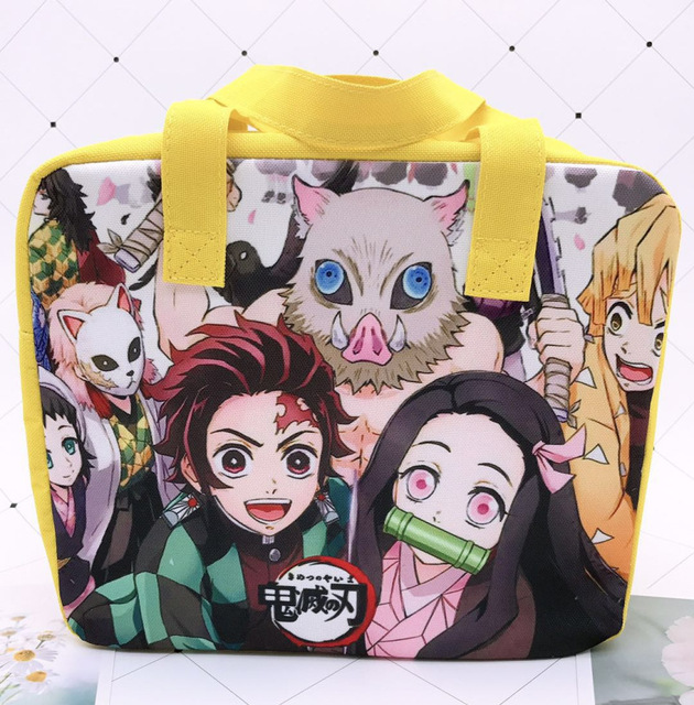 Demon Slayer Devil Blade Cartoon Anime Insulation Bag Kimetsu no Yaiba Tanjirou Nezuko Picnic Lunch Box Meal Bento Hand Storage Bag