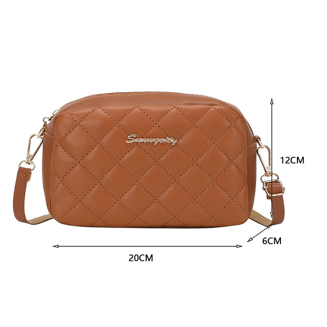 Women Shoulder Bags Female Fashion Solid Color Small Zipper Mobile Phone Crossbody Bag Casual Bag Diamond Lattice Messenger Bag