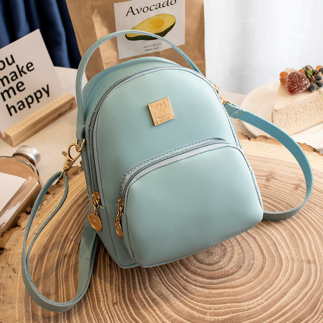 Ladies Backpack Luxury Pu Pikawai Cute and Elegant Girls School Bag Simple Pure Color Backpack Mochila