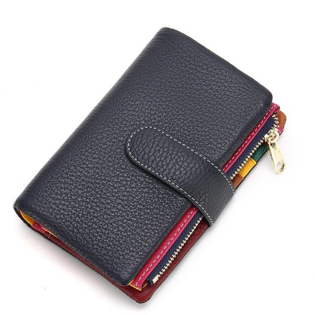 Fashion women's new small wallet multi-card zipper bag fashion buckle first layer cowhide coin purse female