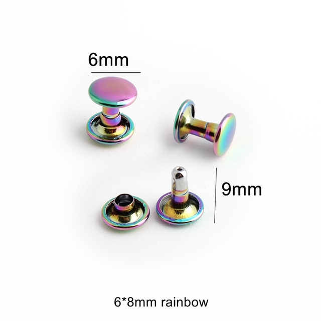 50-100pcs 6mm 8mm 10mm 12mm rainbow double cap rivets fasteners high quality leather crafts bags shoes studs