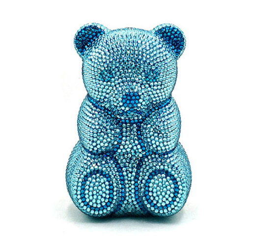 Women's Perforated Bear Handbag,Bear Perforated Crystal Handbag,Cocktail Purse,Shoulder Bag,Gifts