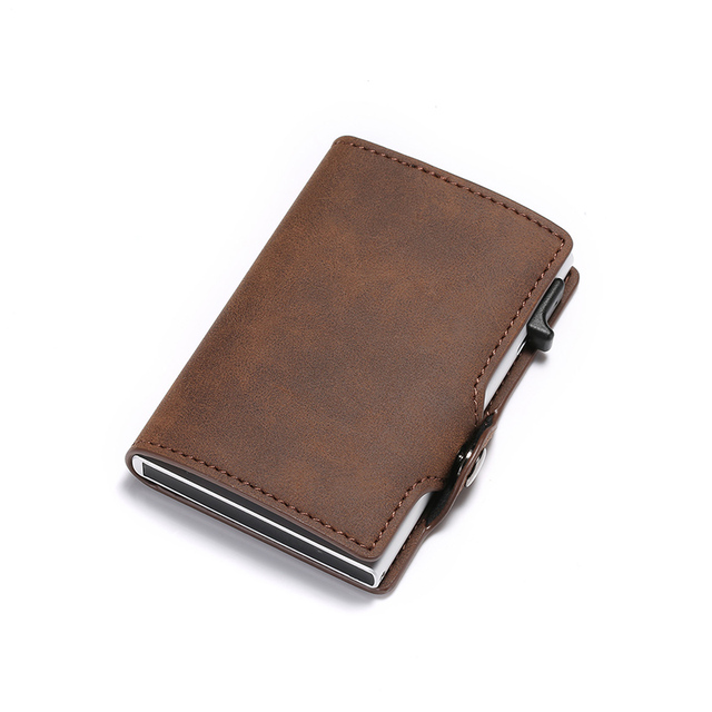 DIENQI - Leather Anti-theft Card Holder for Men and Women, Anti-magnetic, Credit Cards, Simple Wallet, Pocket Case