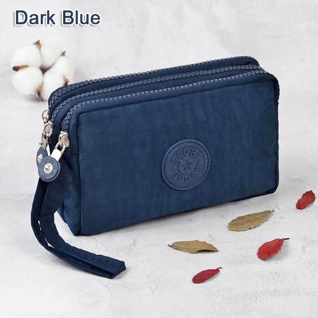 3 Zippers Lady Purses Women Wallets Brand Clutch Coin Purse Cards Keys Money Bags Canvas Short Woman Girls Wallet Pierce Bags