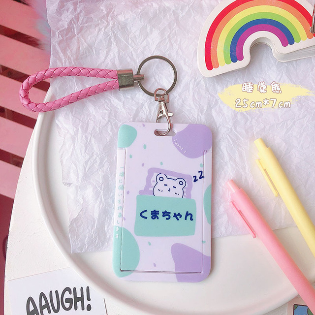 Cartoon Card Holder Campus Bus ID Card Buckle Anti-theft Portable Student Wallet Access Control Card Bag Protect Cover