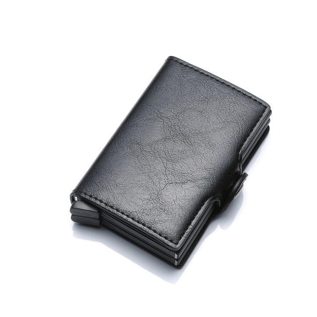 Blocking protection men's id credit card holder wallet leather metal aluminum business bank card credit card case