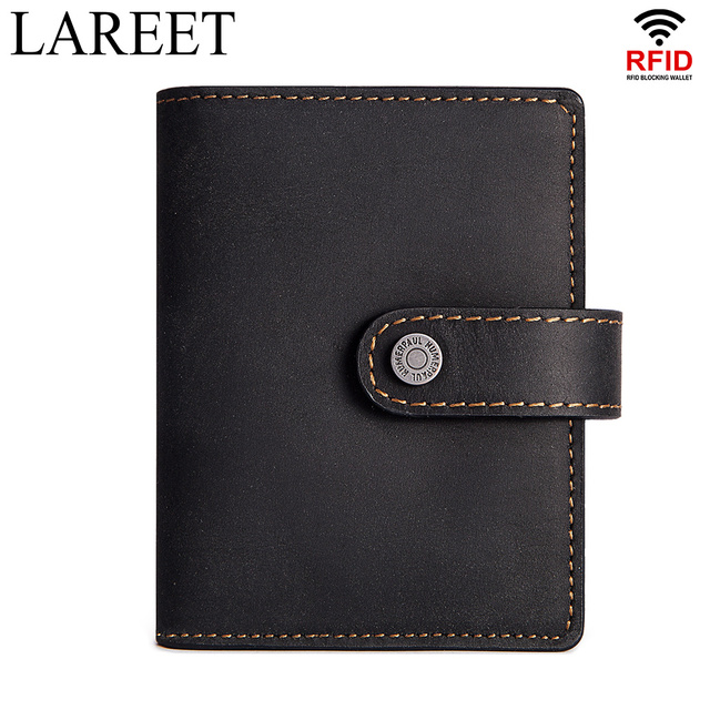 Short RFID Men Thin Bank Wallets Credit Card Holder Slim Male Nut Zipper Hasp Purse Genuine Leather Passport Travel Bags