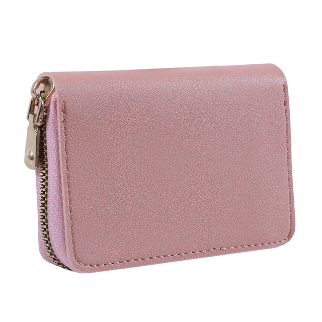 Women PU Zipper Cash ID Card Credit Card Holder Pure Color Business Card Case Name Card Holder Card Holder