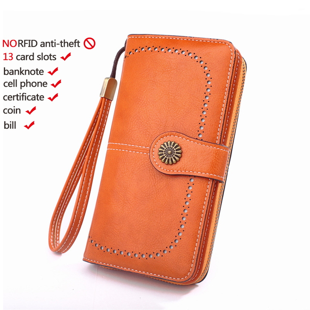 High Quality Women Wallet RFID Anti-theft Leather Wallets For Woman Long Zipper Large Ladies Clutch Bag Female Purse Card Holder