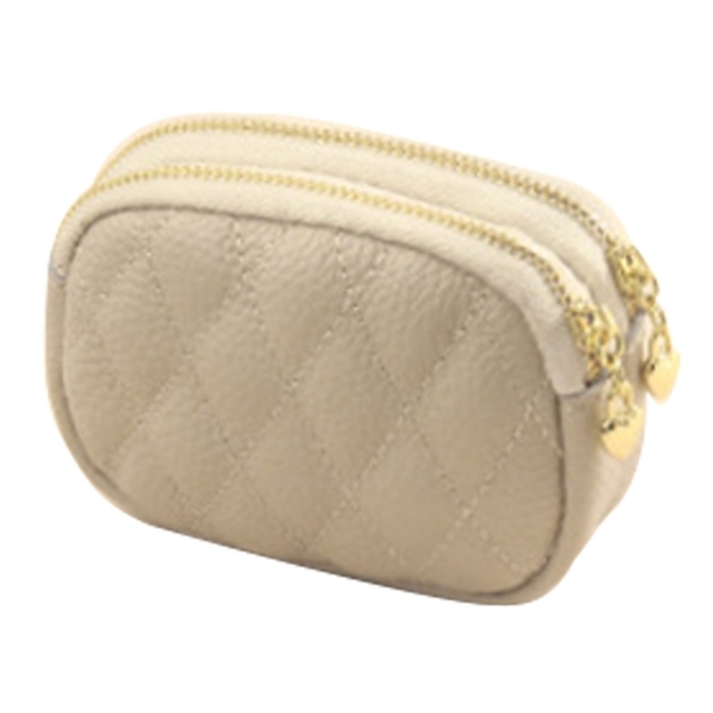 D0LF Women's Faux Leather Mini Wallet Double Zipper Diamond Multi Coin Purse Clutch