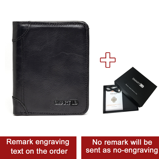 Genuine Leather Slim Wallets for Men and Women Short Credit Card Holders Coin Smart Bluetooth Wallet Man Card Holder Photo