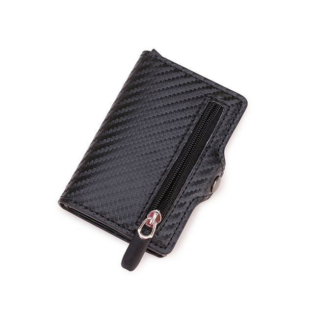 Carbon Fiber Card Holder Wallets Men Customize RFID Black Magic Tri-fold Leather Slim Small Wallet Small Money Bag Male Purse 2021