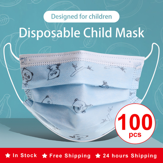 50/100pcs Cartoon Children Face Masks 3 Layer Disposable Mouth Flex Soft Breathable Cute Hygiene Kids Face Mask for Child