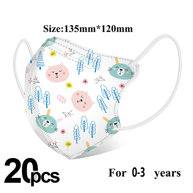 Kids KN95 Mask Girls Boys Children Face Masks Anti-Dust 0-3 Years Old Baby 4 Layers Fabric 3D Cartoon Baby Face Mouth Mask ffp2fan